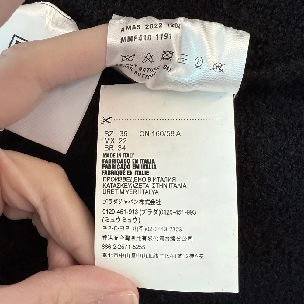 Miu Miu Bouclé Wool Mini Skirt Black Stretch Made in Italy IT 36 XS - Picture 12 of 17